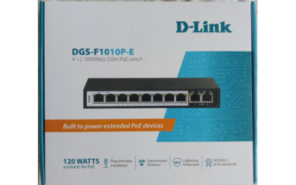 D-Link 10-port 10/100Base-T Unmanaged Long Range 250m PoE+ Surveillance Switch with 8 PoE ports
